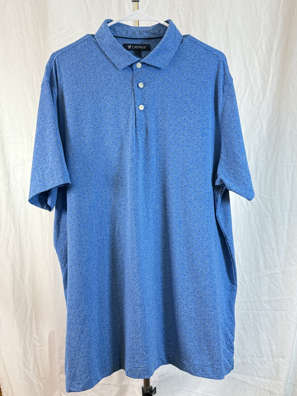 Daniel Men's Cremieux Light Blue Micro-Pattern Polo sz XL